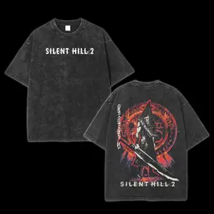 Silent Hill 2 T-Shirt Double Printed Unisex Acid Washed Lightweight Cotton T-Shirt, Gift For Game Fan, Streetwear men gifts women's and men's tops TikTokShop Black Friday