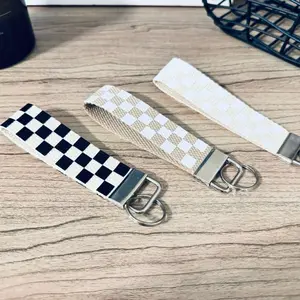 Handmade Fabric Keychain Wristlet, Mini Keychain – Neutral & Boho Designs, double sided high quality keychains in natural designs, small gift keyfob