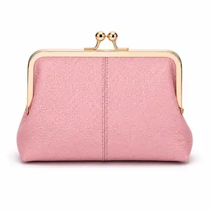 Large Leather Coin Purse with Gold Trim and Secure Clasp Design for Everyday Use