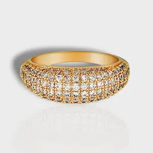 Bella's Bling Ring Waterproof Pave Ring, Dome Band in 18k Gold Plating