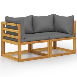 vidaXL Patio Loveseat, 2 Seater Sofa with Cushions, Outdoor Patio Furniture Set for Balcony Backyard Deck Poolside, Farmhouse Style Modern Style 3068851
