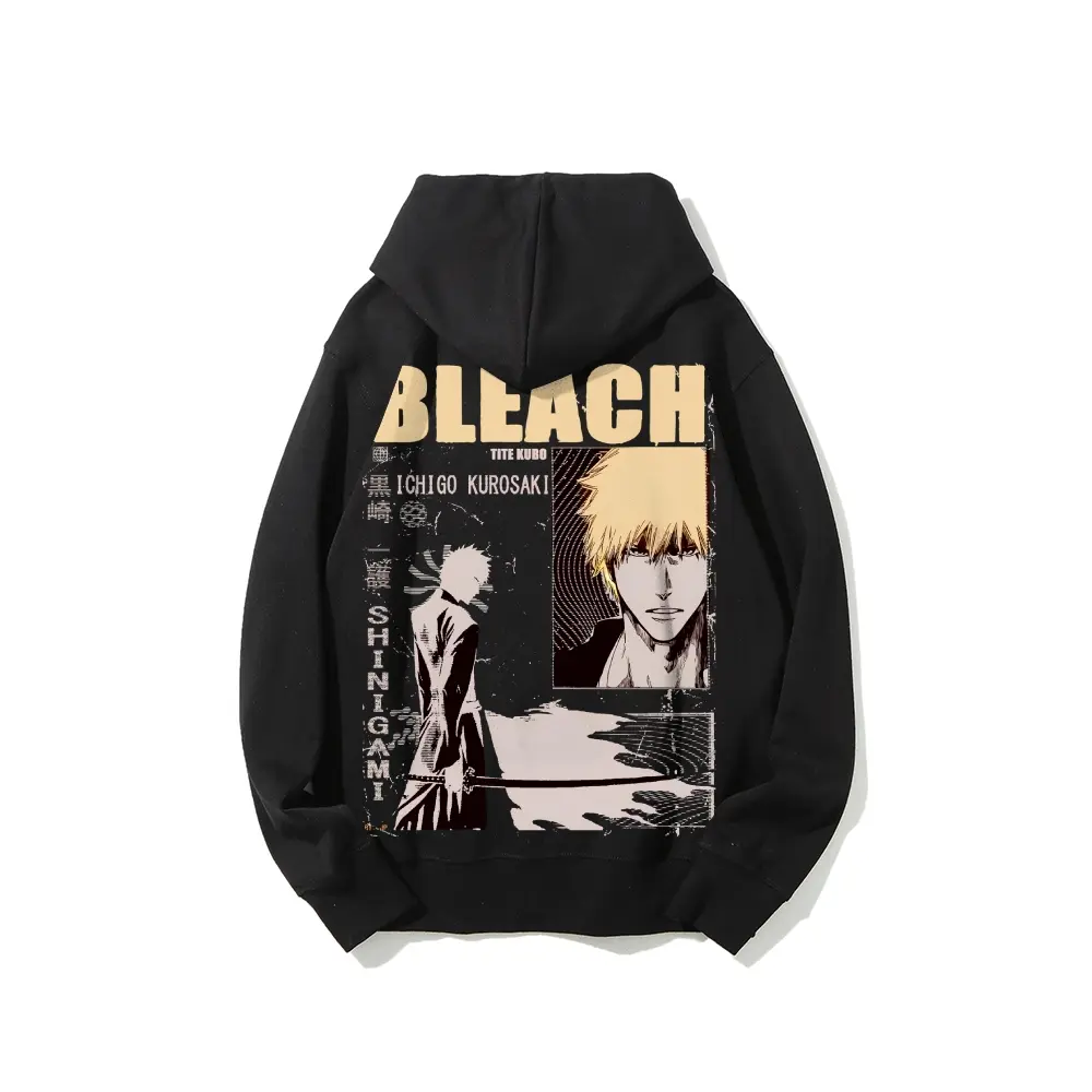 Bleach Kurosaki Ichigo Hollow Mask Zangetsu Hoodie Cotton Pullover Heavyweight Streetwear Unisex Casual Daily Fan Essential Gift
