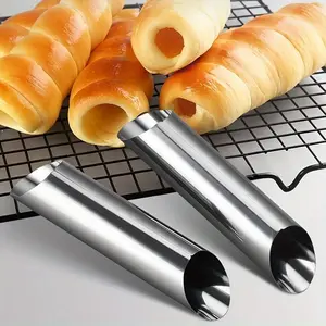 2pcs, Cannoli Tubes, Stainless Steel Kitchen Cannoli Forms Non-stick Cream Horn Danish Pastry Molds for Croissant Shell Cream Roll