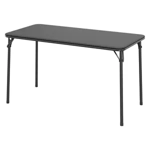 4 Feet Folding Table – Portable Foldable Card Table, Metal Legs Support – Upholstered PU Leather Tabletop – Heavy Duty – No Assembly Required – Perfect for Indoor & Outdoor