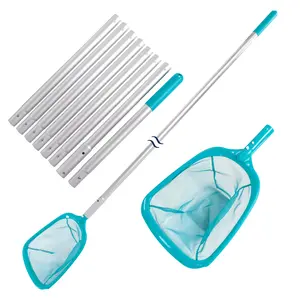 11.5 Foot Swimming Pool Leaf Skimmer Net with Telescopic Aluminum Pole, 8 Sections - 6" Deep Ultra Fine Mesh Netting, Remove Debris