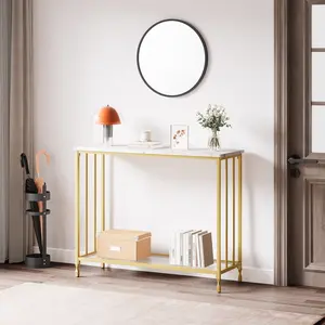 2-Tier Farmhouse Sofa Entry Table, Small Narrow Console Table, Behind Sofa Shelf for Entrance, Hallway, Living Room