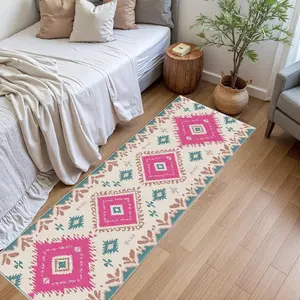 Imitation Cashmere Rose Anti-Slip Rug, Long Bedside Carpet for Bedroom, Kitchen, Hallway, Home Decor