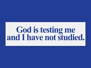 God Is Testing Me And I Have Not Studied Funny Unhinged  Gen Z Meme Vintage Bumper Sticker & Car Magnet