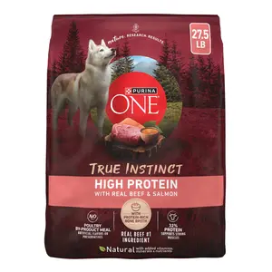 Purina ONE True Instinct High Protein Dry Dog Food with Real Beef & Salmon for Muscle Support, 27.5 lb Bag
