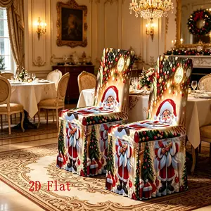 2/4/5/6/7pcs Christmas-Themed Skirt Chair Covers and Tablecloths, Reusable Holiday Decor, All-Season Home Decoration Gift Set