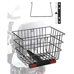 Rust-Resistant Heavy-Duty Metal Wire Rear Cargo Basket, 1-in Receiver Mount, Spacious Handle-Equipped Design, Grocery Haul Compatible, Fits J900 Model & Most Golden, Drive, Pride Mobility Scooters