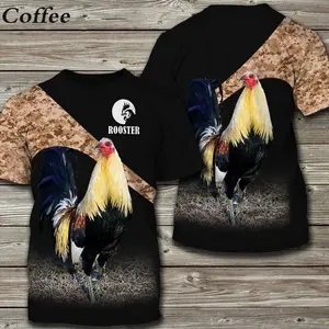 Men New Personality 3D Printing T-Shirt Fashion Rooster Printing Short Sleeve Tee
