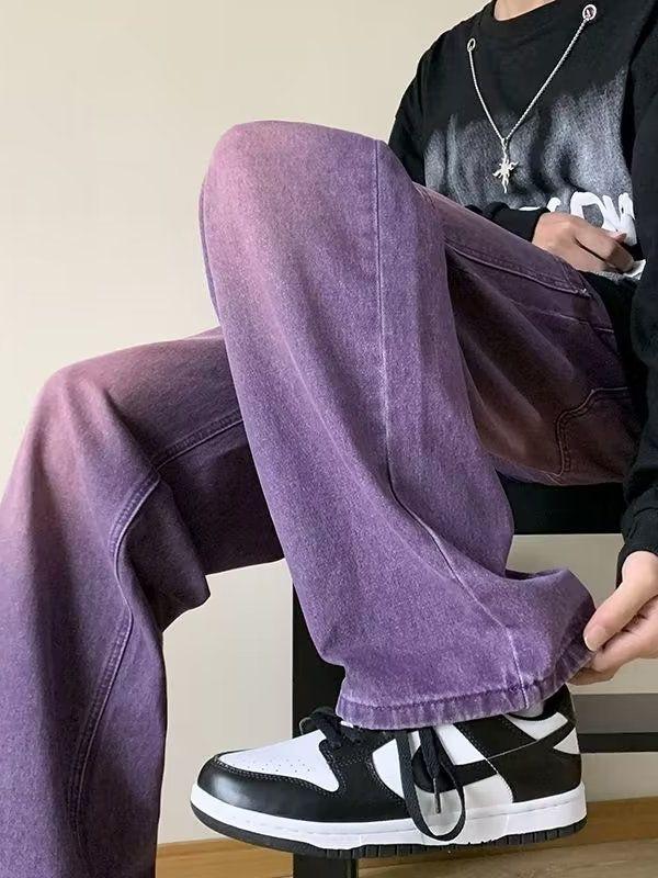 New Vibe Purple Oversized Mid-Waist Straight Leg Baggies Unisex Denim Pants Jean custom birthday outfit graduation outfits