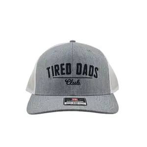 Tired Dads Club Richardson 112 Snapback Trucker Hat Embroidered Design Structured Fit Adjustable Closure Breathable Mesh Back