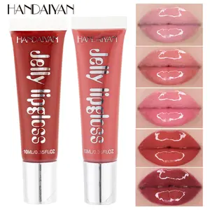 12 Color Candy Lip Gloss Set, Transparent Glass Finish, Moisturizing Jelly Lips, Soft & Plump Makeup Essential for Girls & Women