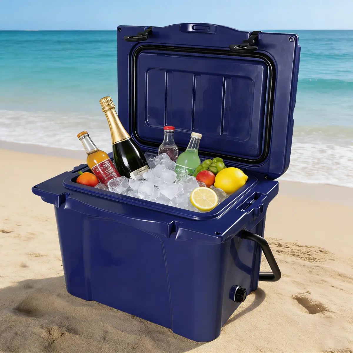 25QT Portable Insulated Hard Beverage Cooler - Portable Poolside Cooler with Bottle Opener, Cup Holder, Forming Ruler, 5-7 Day Ice Retention, Camping & Beach Outdoor Gear, Outdoor Cooler, Hiking Gear