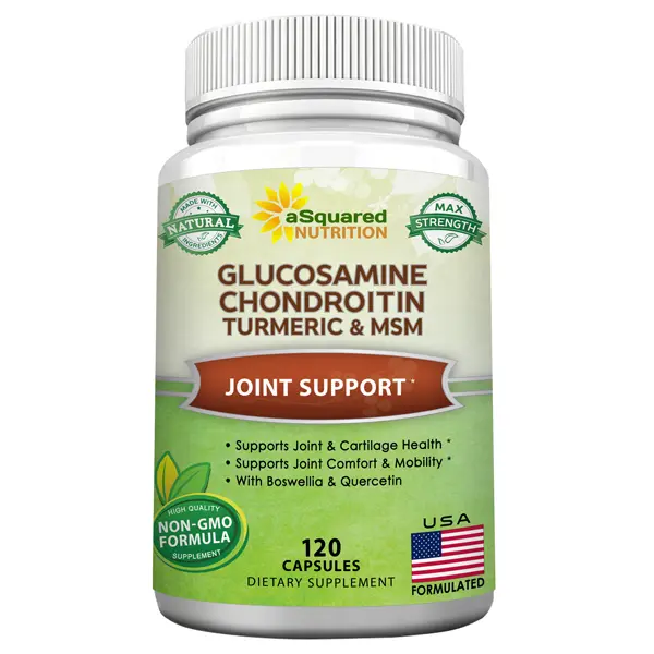 aSquared Nutrition Glucosamine Chondroitin Turmeric MSM Boswellia - 120 Capsules - Joint Support Supplement - Joint Support Relief Pills for Health - Natural Supplement for Back, Knee & Hands