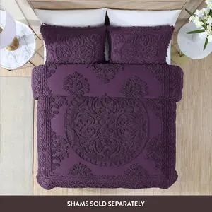 Medallion Chenille Bedspread, King, Eggplant