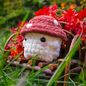 Handmade Crochet Plushie - Lil Red Mushroom Chonky Boi