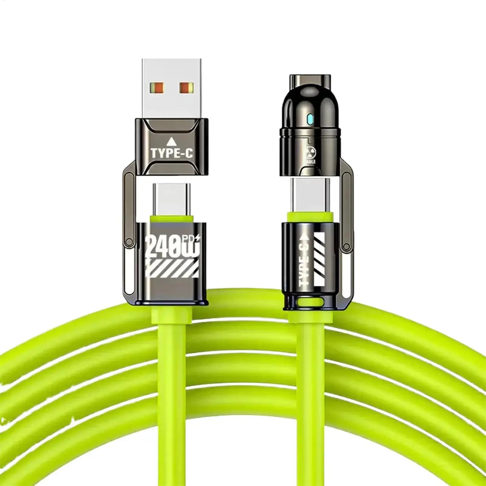 240W Overload Prevention Phone Cord 4 In 1 Charging Cable Fast Charger Cord for Laptop Cellphone Smartphone Tablet Business
