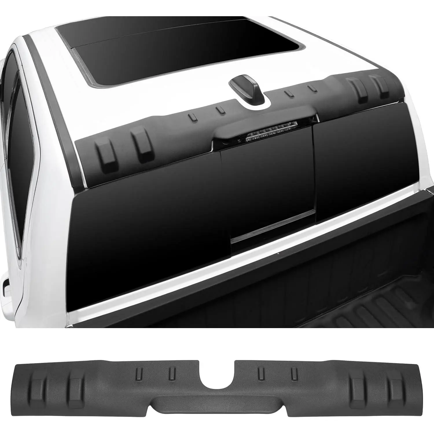 Upgraded TPE Rubber Rear Roof Spoiler, Custom Fit for Dodge RAM 1500 (2019-2025, 2026+) - Waterproofing, Extended Brim, Scratch-Proof Truck Cab Replacement Accessory