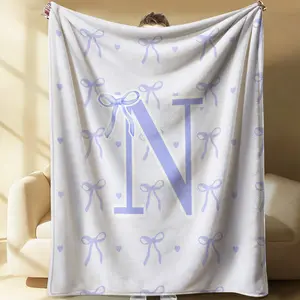 Simple and stylish bow-print blanket,Flannel Throw Blanket,Gentle and soothing style,Comfortable and soft casual gift,Suitable for all seasons,Multiple styles available, Car blanket,Easy to carry.