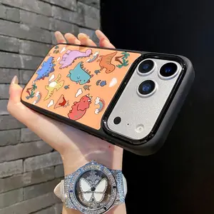 Dinosaur Park Pattern Glossy Magnetic Phone Case for iPhone 17 Air 16 Pro Max  15Plus 14 13 12 Drop Resistant Scratch Resistant Wireless Charging Support Cute Style for Men Women Perfect Gift