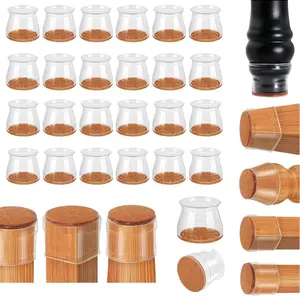 Table and chair leg floor protection pads, 24 sets of silicone furniture pads, anti-scuff furniture sliding pads suitable for hardwood floors, noise reduction chair foot covers