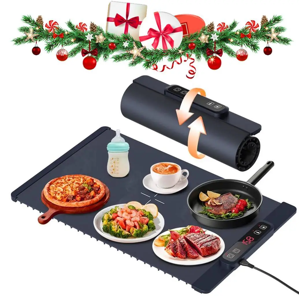 Electric Warming Tray, Foldable Electric Warming Tray with Adjustable Temperature, Food Heater for Parties, Household Kitchen Applicance, Kitchen Acce