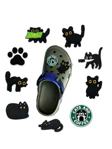 9 pcs  Cartoon PVC Shoe Accessories, Cute Cat Series for Slippers, Insoles, Bubble Slides, Sandals, Ideal PVC Shoe Decorations