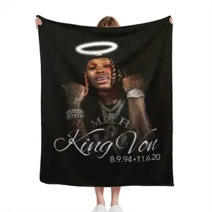 King-Von Soft Flannel Blanket for Bed, Cozy Throw Blanket for Couch, Cute Bedroom Decor, Gift for Christmas Halloween Thanksgiving, Heavy & Fuzzy Blanket for Women Kids birthday gift