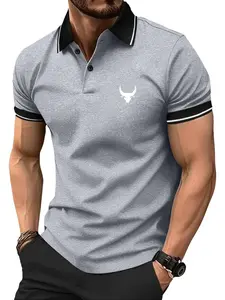 Men's Premium Polo Shirt - Button Collar, Personalized Printed Pattern, Slightly Elastic Fabric, Dress Shirt Suitable for Summer Work Wear - Short Sleeve Dalesan Digitalis Knitted Men's Tropical Elastic Polyester Single Layer Flat Goods.