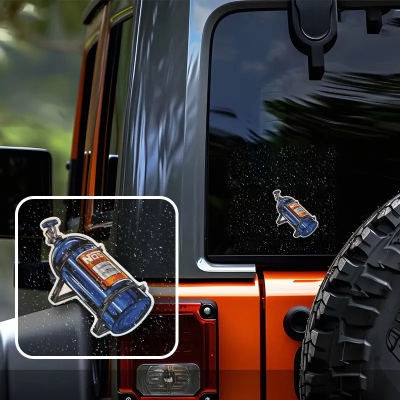 1PC "NOS Nitrous Bottle Shape" Minimalist Modification Hardcore Sticker For Car Door/Laptop Minimalist Modification Goodie Adds Sleek Hardcore Performance Texture Top For Minimalist Modification Style Fans