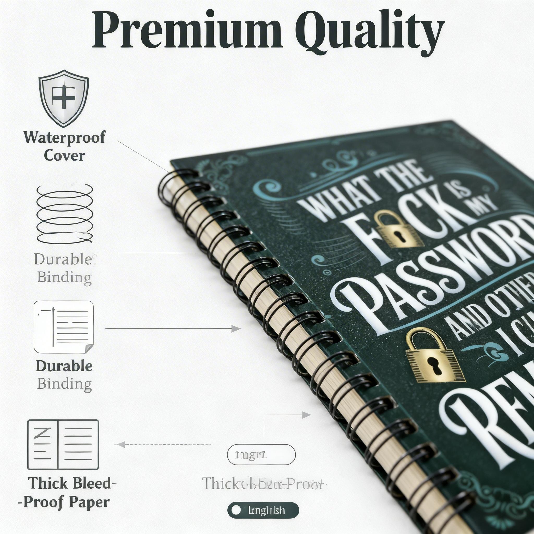 unny Password Book Hardcover Spiral Notebook, Secure Password Organizer for Home & Office, Perfect Holiday Gift for People Who Forget Logins