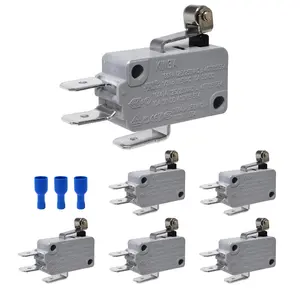 6Pcs Lead Limit Switch Short Hinge Roller Lever Arm, SPDT Momentary Snap Action Micro Switch,KW3A 16A 125/250V