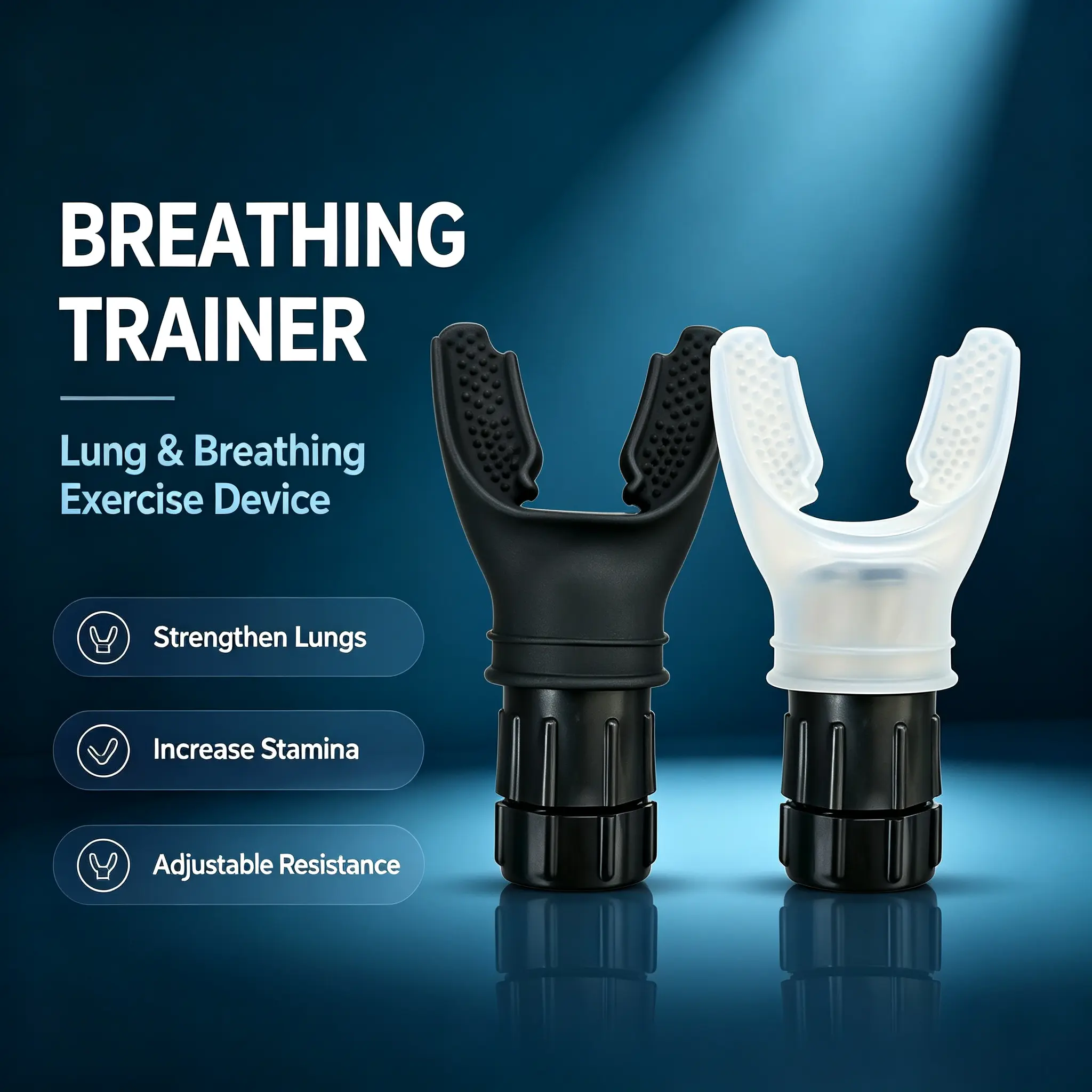 Breathing Trainer, Lung Exerciser & Breathing Exercise Device for Athletes – Adjustable Resistance Mouthpiece for Lung Capacity, Stamina & Endurance