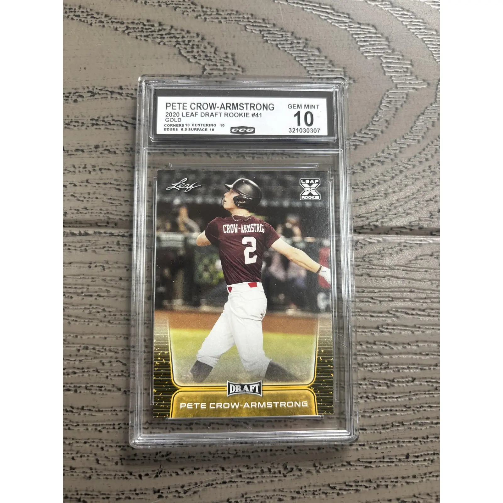 Pete Crow-Armstrong 2020 Leaf Draft 41 CCG 10 Chicago Cubs Rookie