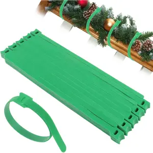 100 count Christmas Garland Ties,12inch Christmas Adjustable Holiday Garland Ties Nylon Hook&Loop Garden   Strap for Xmas Tree Wreath Making Stairways Railings Decoration