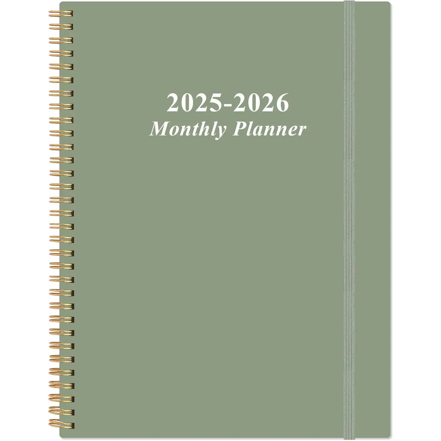 2025-2026 Monthly Planner - 18 Monthly Calendar, July 2025 - December 2026, Two Pages Per Month, 9" x11" Planner with Tabs,  -Wire Binding, Inner Pocket, Green