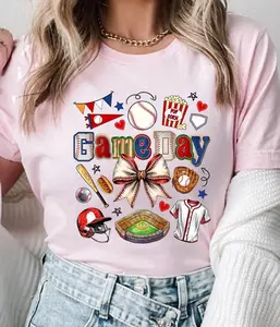 Game Day Baseball Bow Shirt: Ballpark Mama Shirt, Sport Game Day Mom Shirt, Baseball Season Tee, Baseball Lover Gift