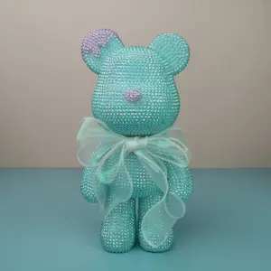 Glitter Bear Shaped DIY Rhinestone Sticker Toy, Unique, 1 Count, DIY Activity, Decorative Ornament for Home Office Desk, Gift for Kids (Glue not included; buyers need to affix diamonds themselves)