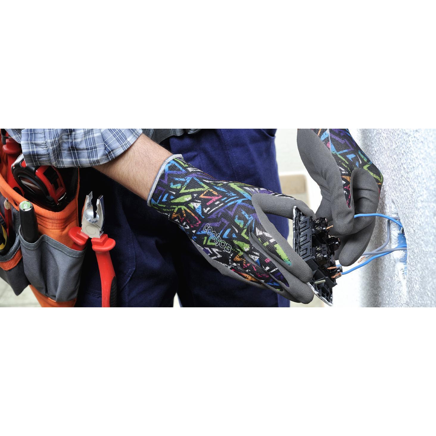 COOLJOB 2/6 Pairs Safety Nitrile Work Garden Gloves, Touch Screen Working Yard with Grip for Men