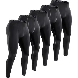 5 Pack Men's Compression Pants for Workout, Running,Basketball,Football- Baselayer Leggings