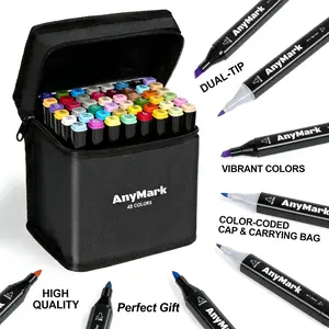 AnyMark Dual Tip Alcohol Markers 80 Vibrant Colors Fine & Chisel Tips High-Quality Ink Smooth Flow Quick Drying for Calligraphy Sketching Fine Art Projects
