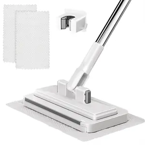 Hands-Free No-Wash Mop with Disposable Face Towel 135cm Telescopic Rod 16cm Total Length Dry Wet Multi Surface Floor Cleaner for Bathroom Home Cleaning Mother's Day Gift for Mom - Light Household