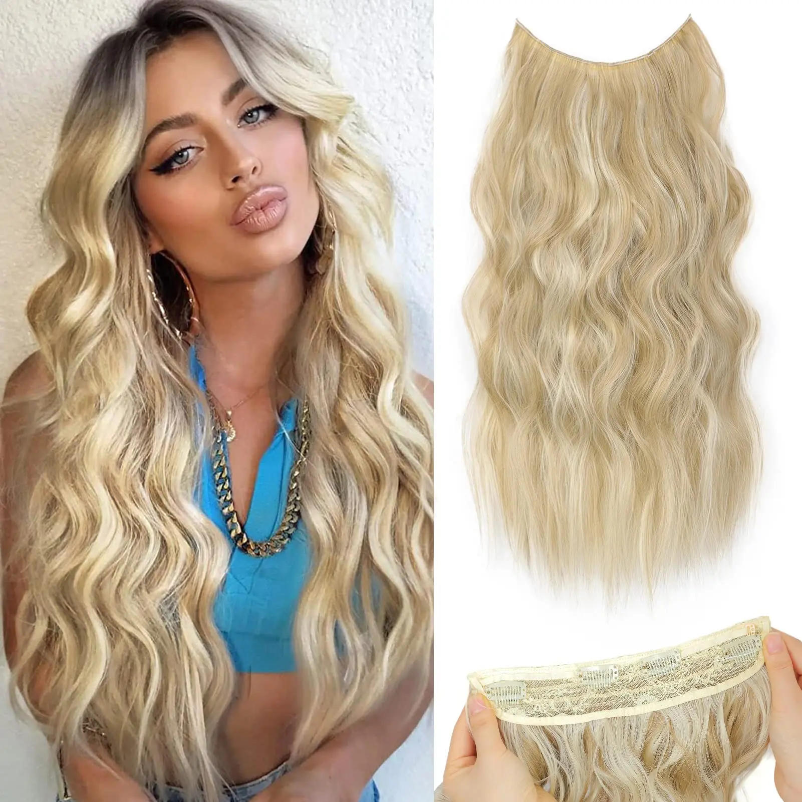 20 Inch Golden Blonde with Highlights