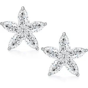Moissanite Stud Earrings, Moissanite Earring White Gold Plated Sterling Silver Studs Earrings for Women Men