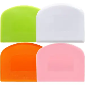 Dough Scraper Bench Scraper for Baking, 4 count  PE Plastic Flexible Bowl Scraper, -safe Plastic Dough  for Bread Cake Dough Fondant Icing (White, Green, Orange, )
