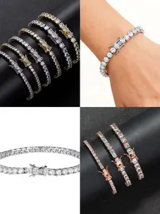 【PANG Jewelry】3mm, 4mm, 5mm Tennis Bracelet, Hip-Hop Accessory, Copper Slightly Set Zircon Single-Row Zirconium Bracelet christmas jewelry