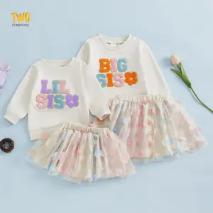 Big Sister Little Sister Matching Outfits Toddler Girl Sweatshirt Shirt Tutu Skirt Set Spring Baby Clothes